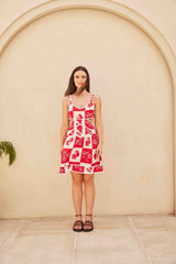 Printed dress with cut-out