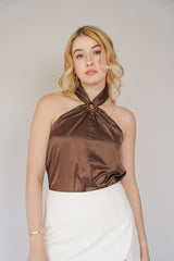 Satin Top | Brown