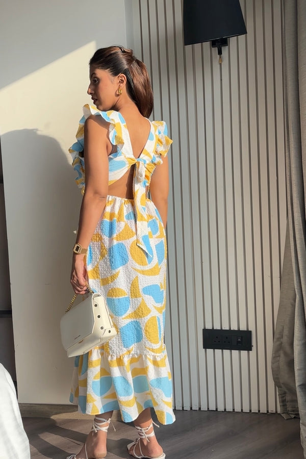 Printed maxi with back knot