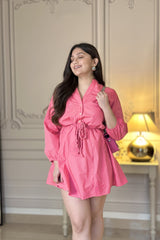 Shirt Dress with Cut Work | Pink