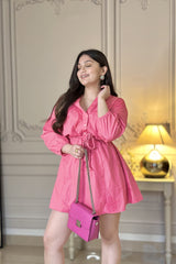 Shirt Dress with Cut Work | Pink