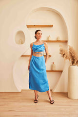 Satin Maxi with Cut Outs | Blue