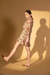 Printed Shirt Dress | Tangerine