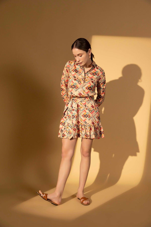 Printed Shirt Dress | Tangerine